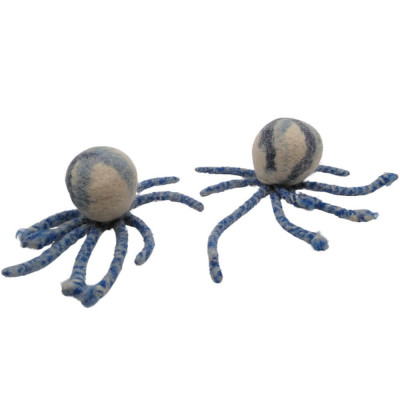 Nachhaltiges Hundespielzeug Oktopus blau aus Bio-Wollfilz - 100% schadstofffrei