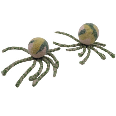 Nachhaltiges Hundespielzeug Oktopus grün aus Bio-Wollfilz - 100% schadstofffrei