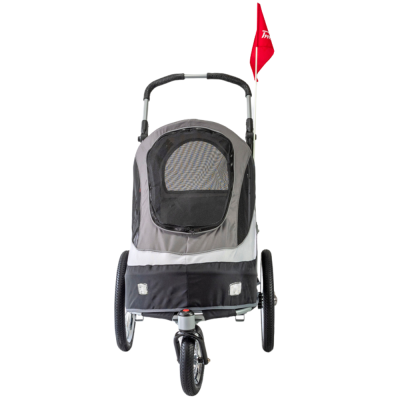 innopet-sporty-trailer-deluxe-hundebuggy-vorderansicht-grau-schwarz