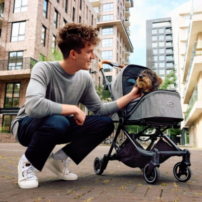 innopet-city-hundebuggy-grau-mit-hund