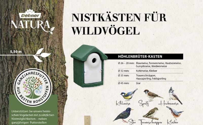 Nistplätze für Wildvögel im Überblick (Bildvermerk: dehner.de) 