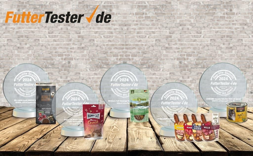 FutterTester.de Produkte des Jahres 2024: Die von FutterTester ausgezeichneten „Produkte des Jahres 2024“. Grafik: takefive-media