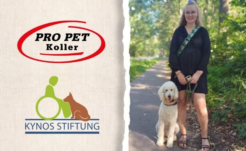 Gemeinsam mit der Kynos Stiftung unterstützt Pro Pet Koller das Assistenzhund-Team Katharina und Pepper mit einem Jahresvorrat an hochwertigem Hundefutter. Bild: Pro Pet Koller