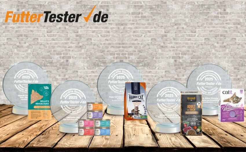 Die von FutterTester ausgezeichneten „Produkte des Jahres 2025“. Foto: takefive-media