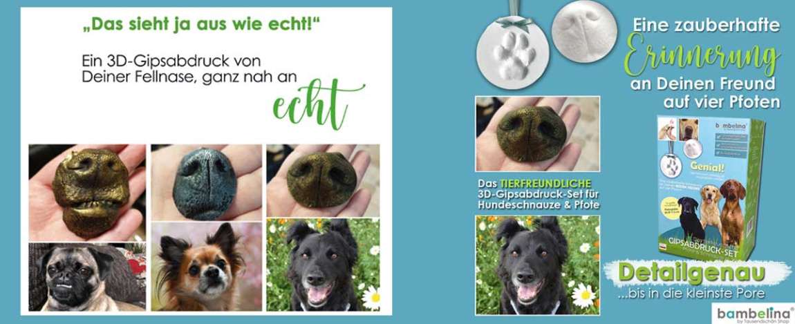 bambelina by Tausendschön Shop - Gipsabdruck Hundenase und Pfote